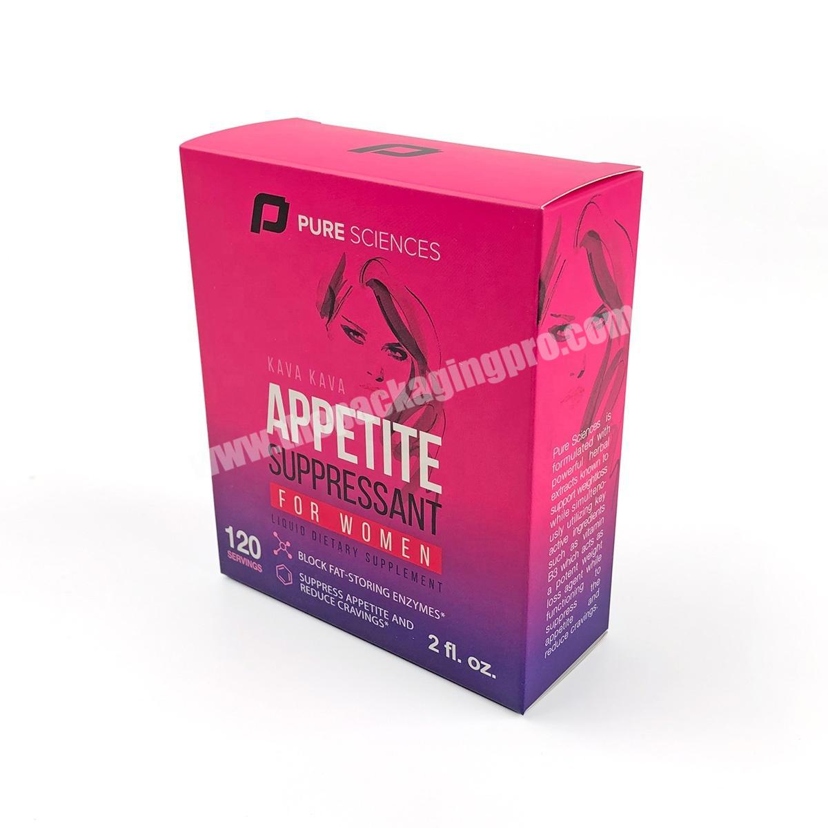 Appetite Suppressant Printed Packaging Reverse Tuck Paper Box Supplier