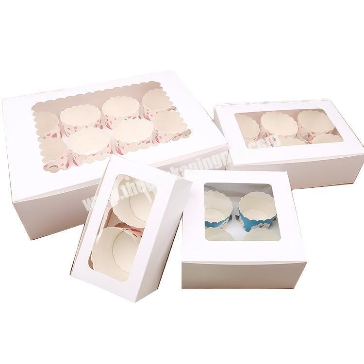 Baking packaging custom printed window cupcake boxes wholesale high quality cardboard 6 hole cupcake boxes
