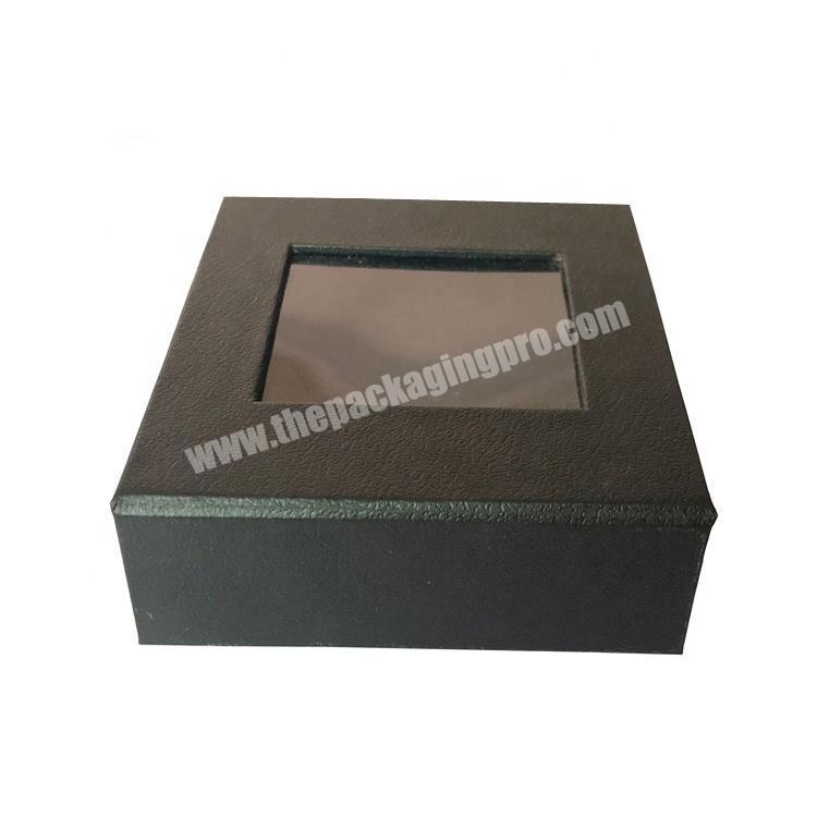 Bespoke Small Black Retail Magnet Gift Box Packaging With PVC Window
