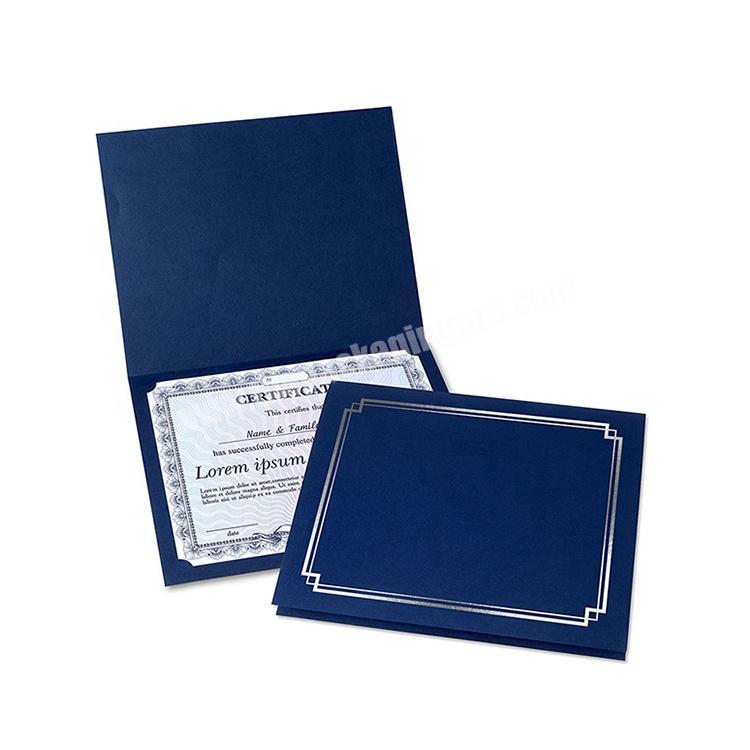 Bespoke wholesale premium A4 paper certificate folder, double certificate holders