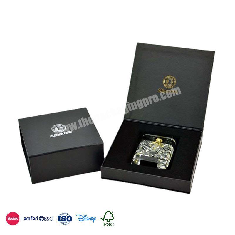 Best Quality And Low Price Black matte design with silver logo minimalist design car perfume bottle box