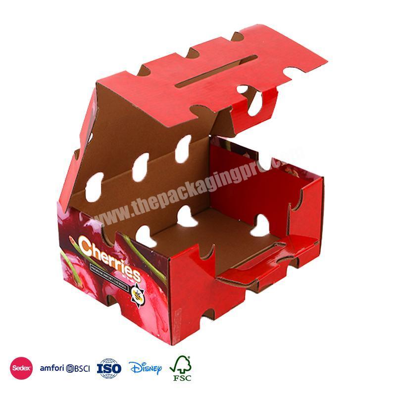 Best Quality And Low Price Peripheral with air leakage and ventilation cardboard fruit packing box for cherries