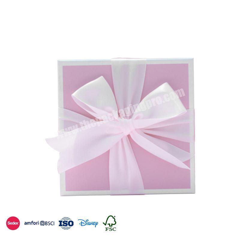 Best Selling Items Custom Pink Blue Solid Ribbon White Covered Simple Ribbon baby gift boxes packaging