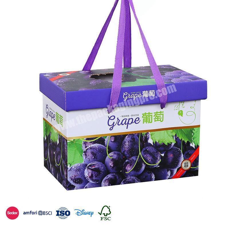 Best Selling Items Custom Sturdy material with vent hole design with hand strap fruit paper box for Grape