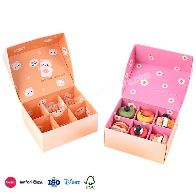 Best Selling Items Existing Flap interior with cute graphic cover with simple logo macaron box six pieces