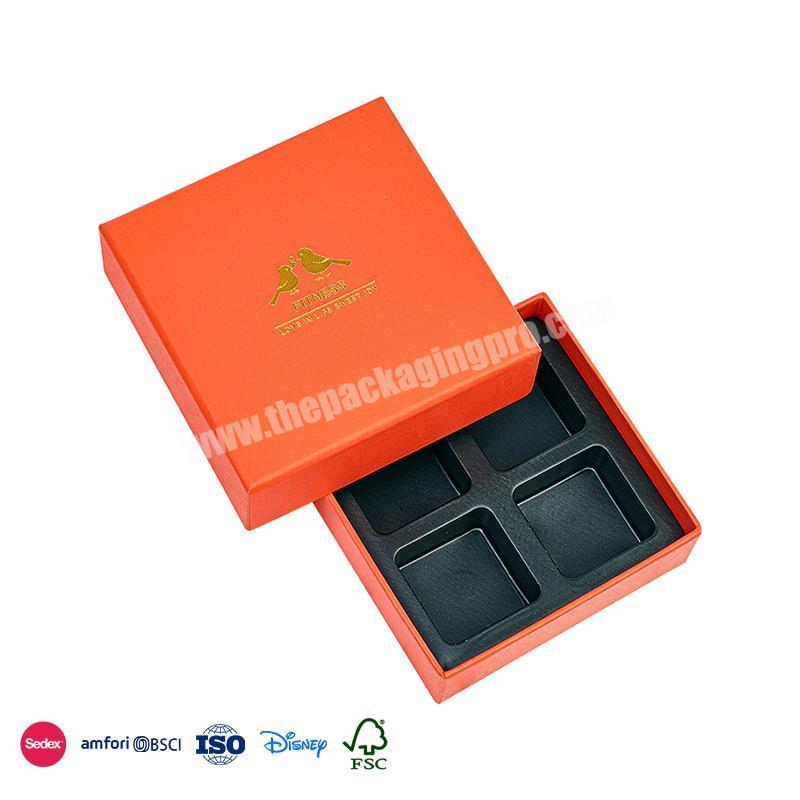 Best Selling Items Luxurious Design with Hot Stamping Font Pack of Four shape chocolate paper packaging box