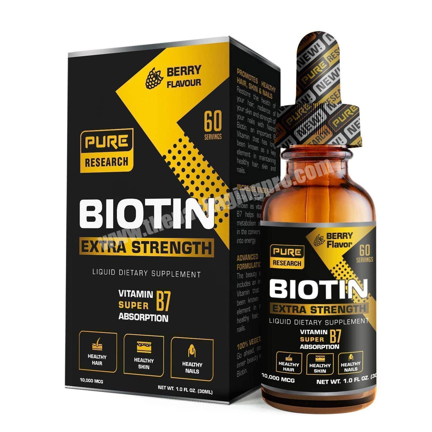 Biotin Hair Growth Liquid Drops Boxes Cardboard Printed Boxes