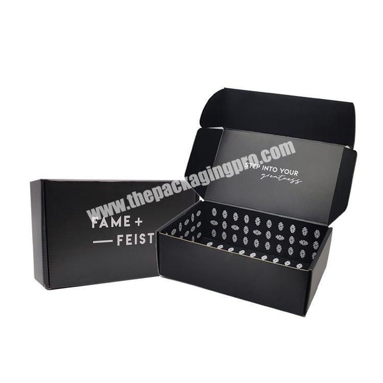 Black Cardboard recycled custom logo apparel mailer boxes  high quality custom fashion shipping packaging paper box