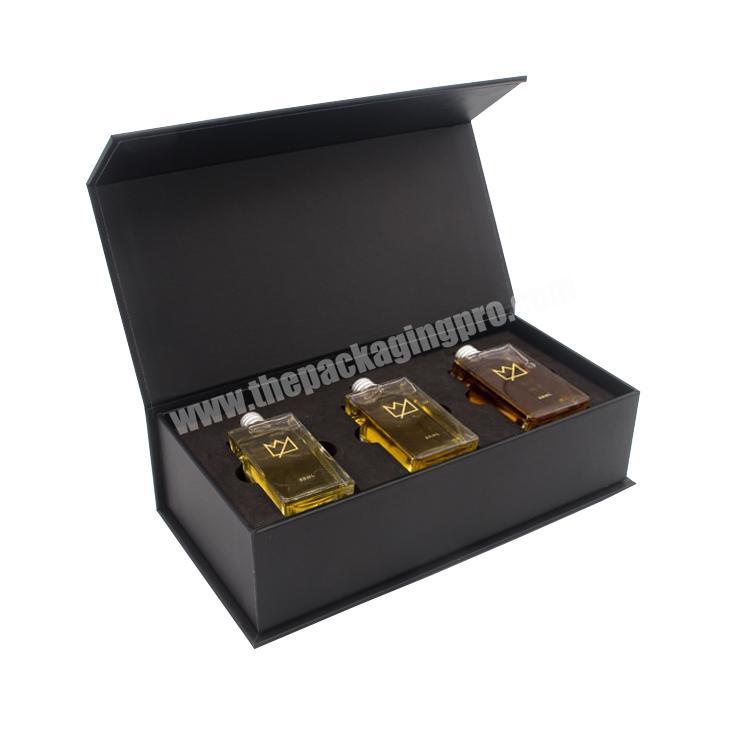 Black Custom Printed Paperboard Magnbetic Whisky Spirit Liquor Boxes Packaging
