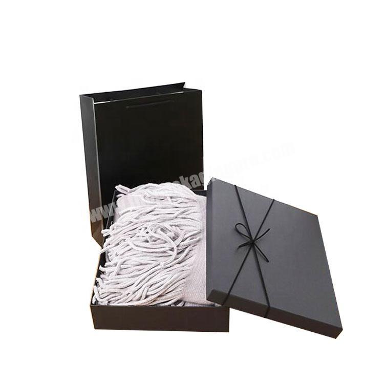 Black Kraft Paper Box High-grade Rectangular Birthday Gift Box for Boys Scarves Clothes Custom Logo