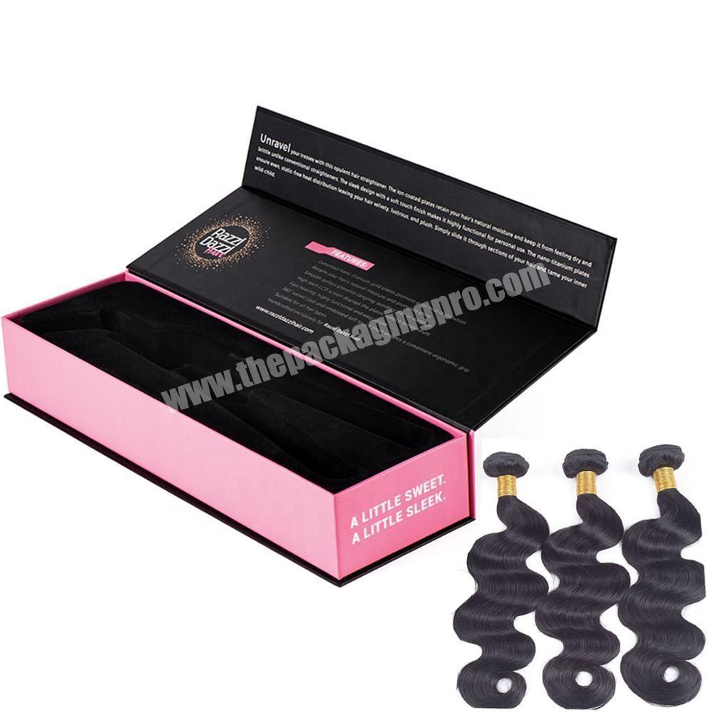 Black Magnetic Box Unique Personalized Custom Luxury Hair Extension Packaging Box