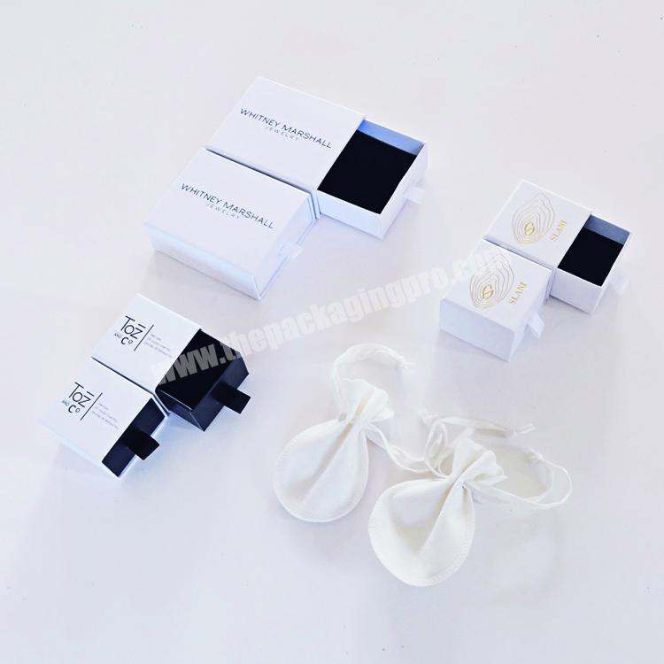 Black Pull Out Jewelry Packaging Box White Cardboard Drawer Jewelry Box