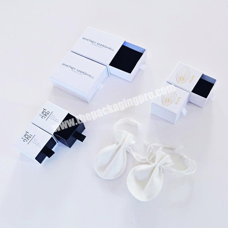 Black Pull Out Jewelry Packaging Box White Cardboard Drawer Jewelry Box
