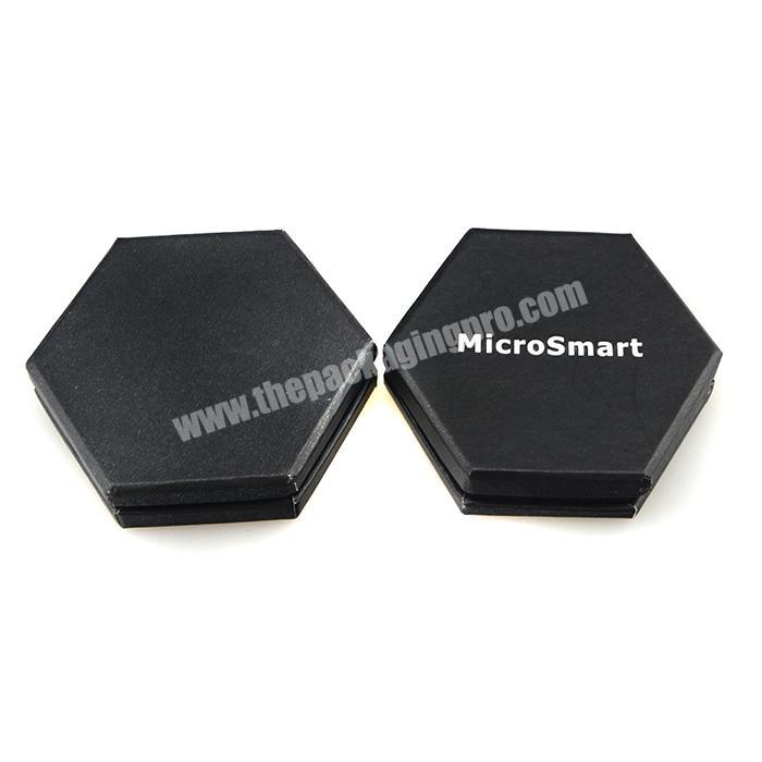 Black hexagonal cardboard box luxury custom gift boxes with foam insert