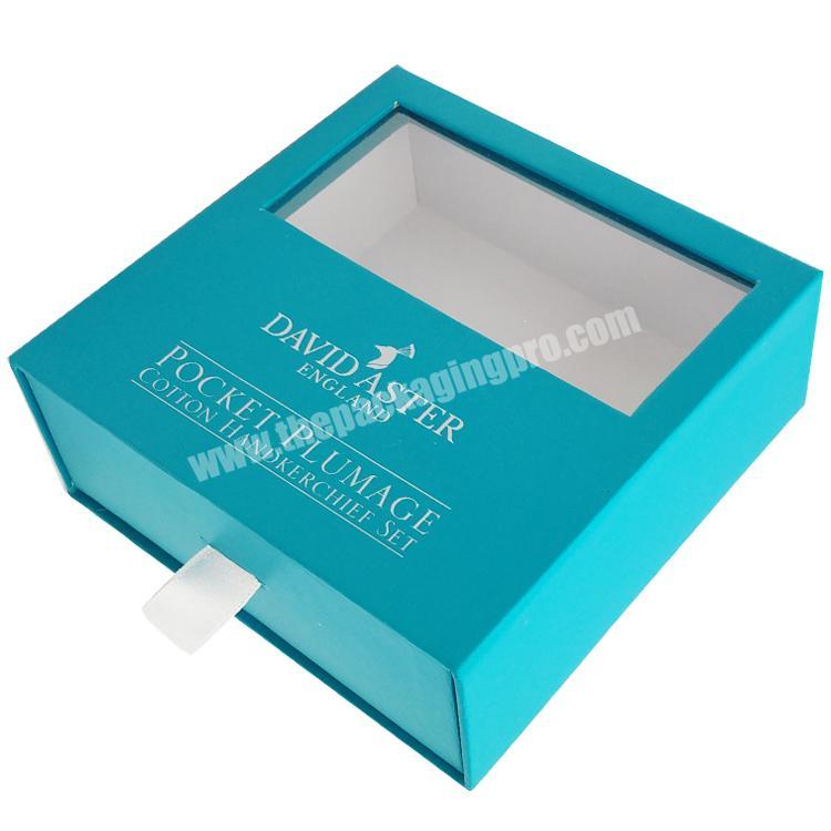 Blue transparent storage box with customizable logo drawer jewelry box