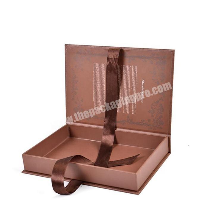 Book Shaped Chocolate Empty Boxes With Ribbon Closure For Chocolate Packaging