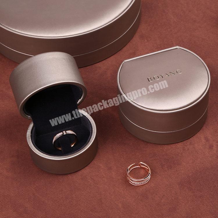 Boyang Creative Custom Logo Luxury Jewellery Packaging Engagement Round PU Leather Ring Boxes