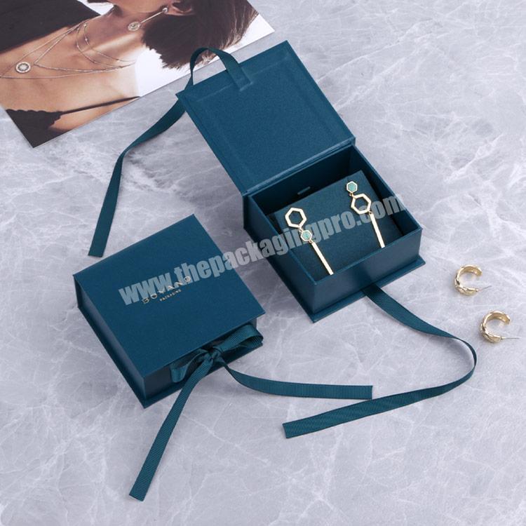 Boyang Custom Blue Book Shape Blue Paper Jewelry Packaging Boxes Diamond Earring Boxes Wholesale