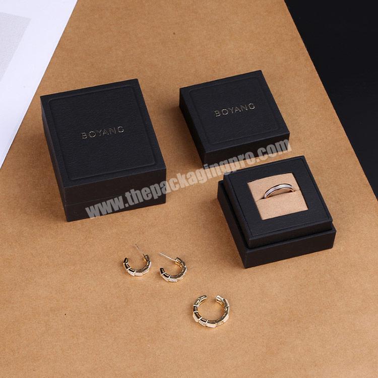 Boyang Custom Design Luxury Gift Paper Black Earing Ring Boxes Jewellery Packaging