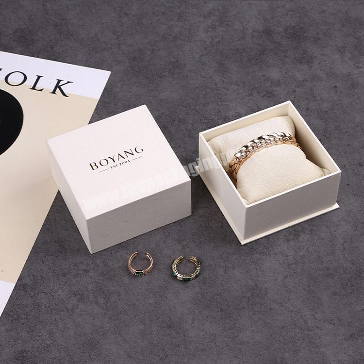 Boyang Custom Logo Printed Gift Packaging Beige Luxury Cardboard Bracelet Bangle Jewelry Paper Package Box