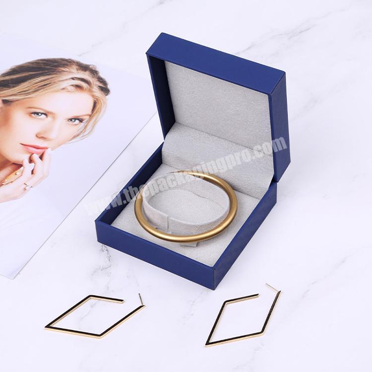 Boyang Custom Luxury Gift Packaging Square Blue Flip Bracelet Jewelry Boxes