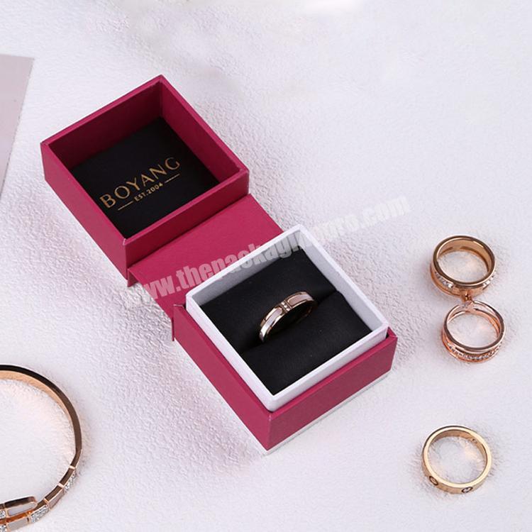Boyang Custom Paper Jewelry Boxes Packaging Pastel Colours Finger O Ring Box