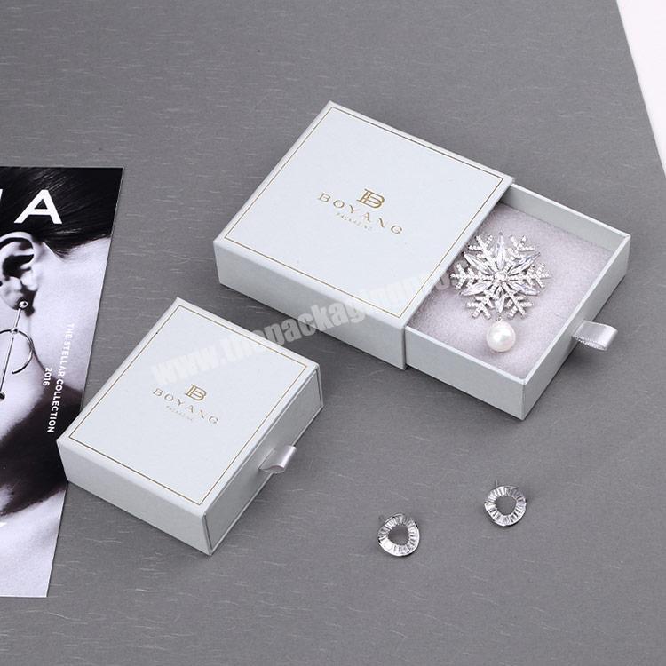 Boyang Custom White Paper Drawer Sliding Gift jewelry Pendant Necklace Packaging Box