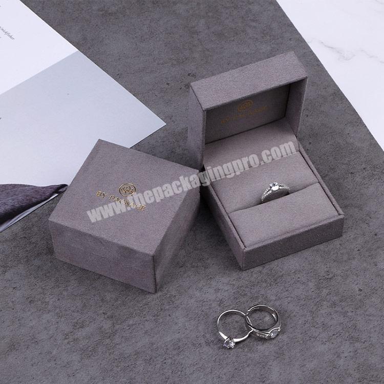 Boyang Grey Flip Suede Jewelry Packaging Box Velvet Ring Box Custom