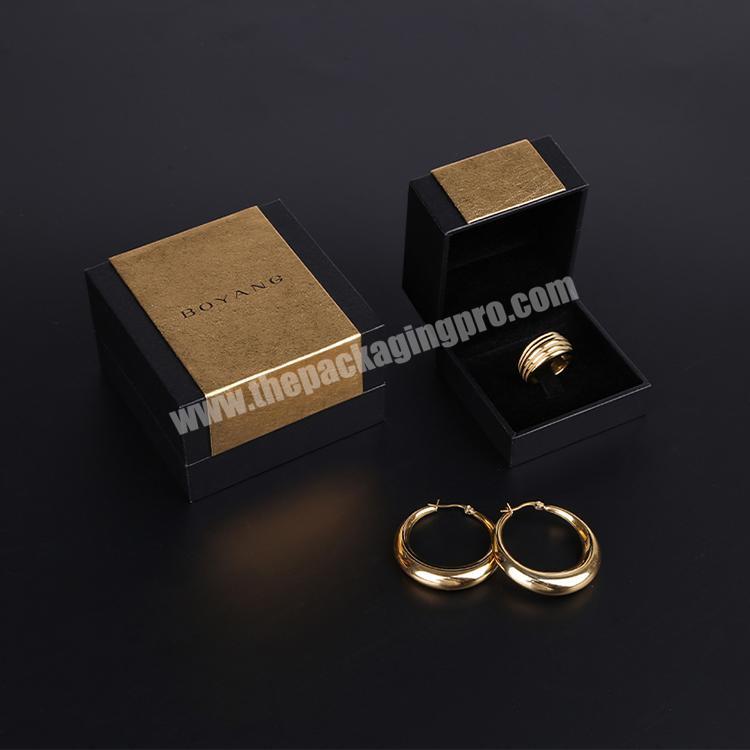 Boyang Jewelry Set Box Packaging Square Cardboard Paper Flip Up Ring Box
