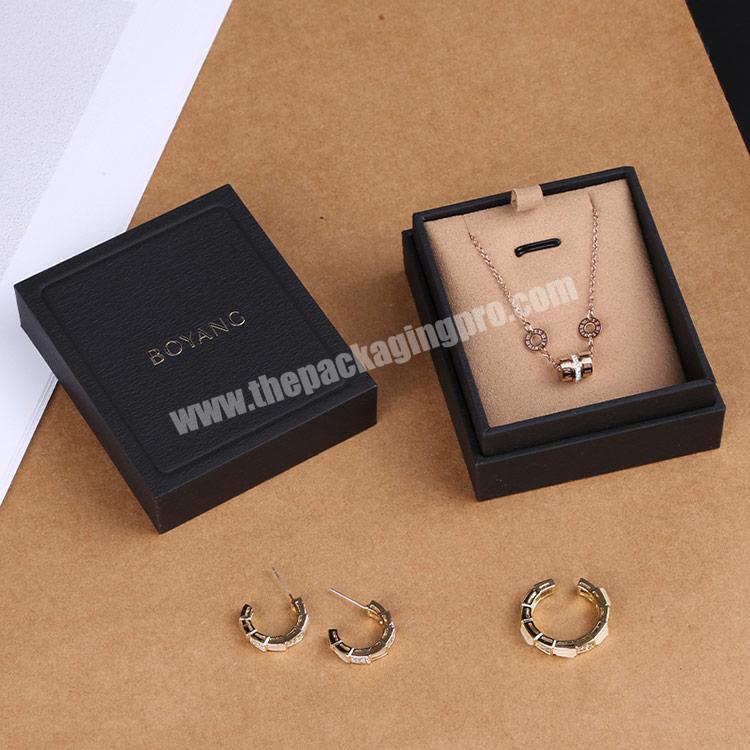 Boyang One Stop Service Custom Luxury Black Paper Jewellery Necklace Pendant Box with Logo