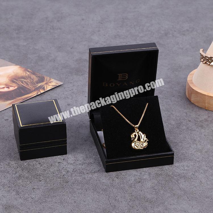Boyang Wholesale Custom Logo Black Paper Pendants Box Jewellery Box for Necklace Large