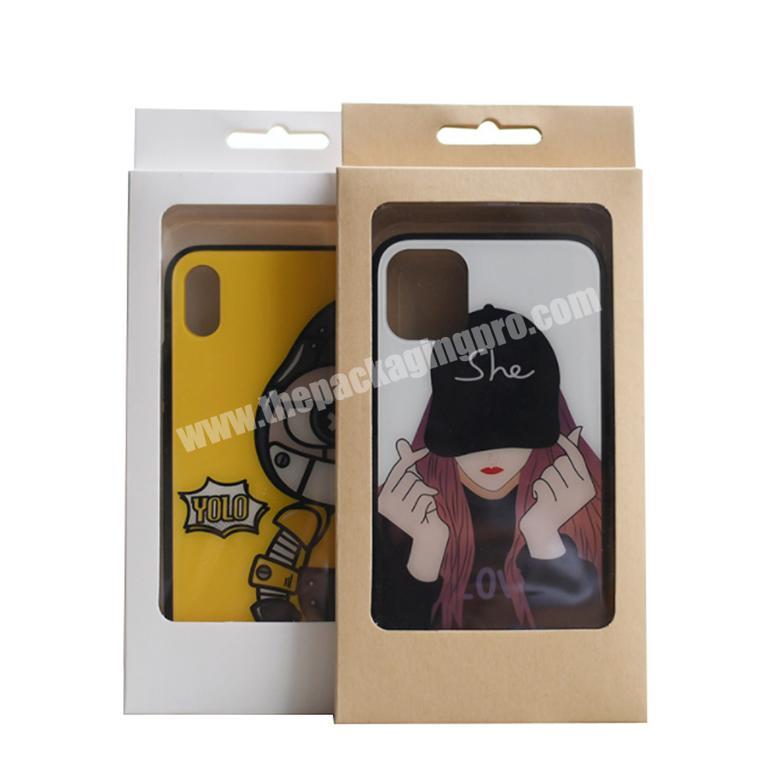 Brown Foldable Kraft Craft Paper Transparent Window Universal Mobile Phone Case Packaging Boxes For Phone Case