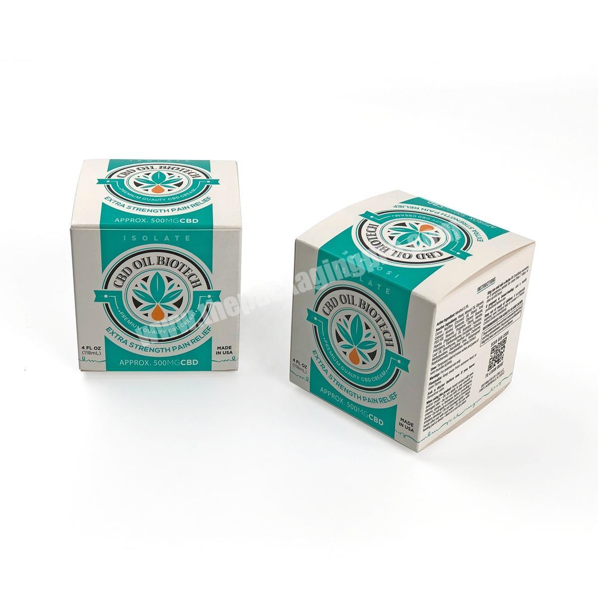 CBD Pain Relief Cream Custom Printed Packaging Reverse Tuck Paper Box Supplier