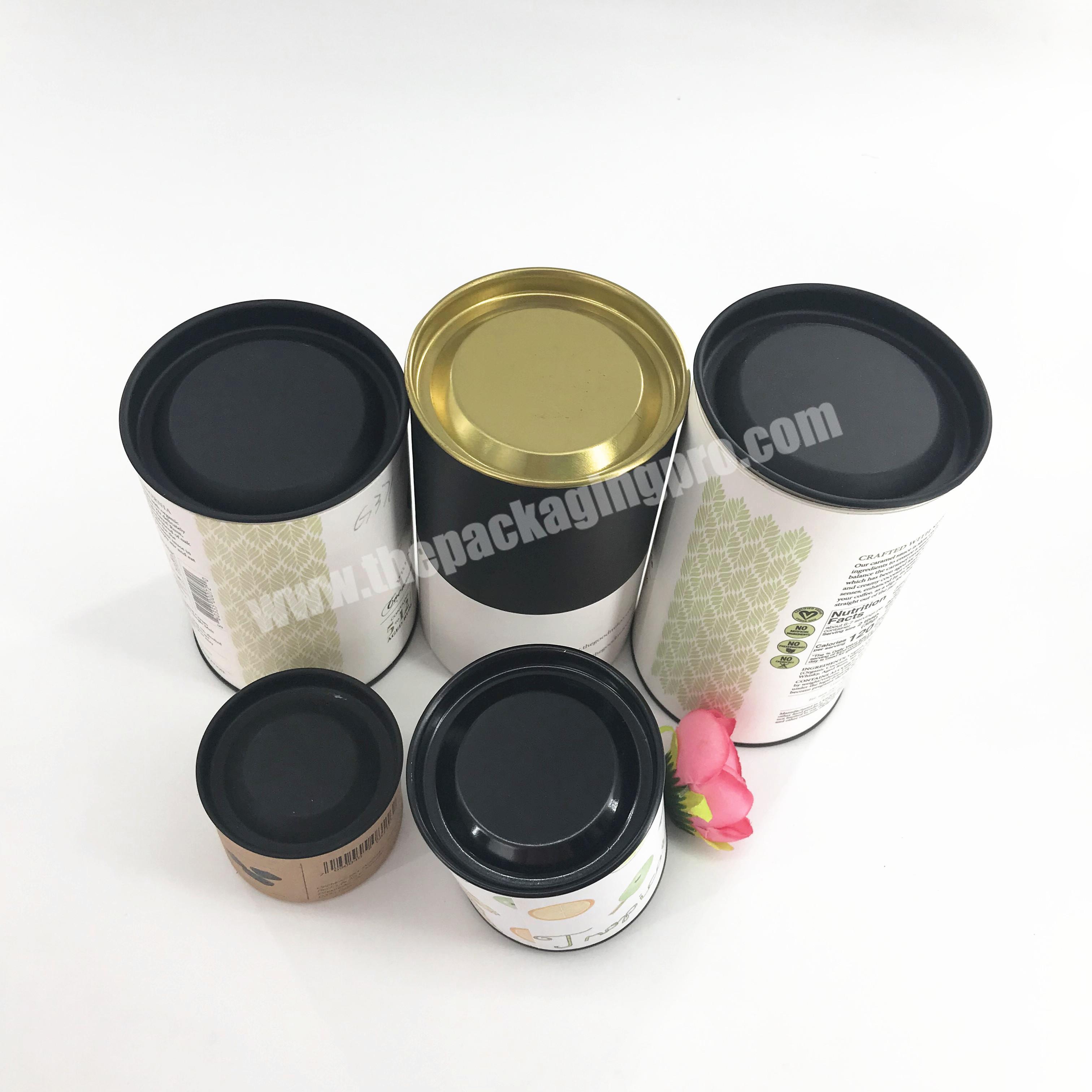 Cardboard Food Grade Empty Aluminum Foil Paper Packaging Tube Tea Box Packaging With Metal Lid For Potato Chips