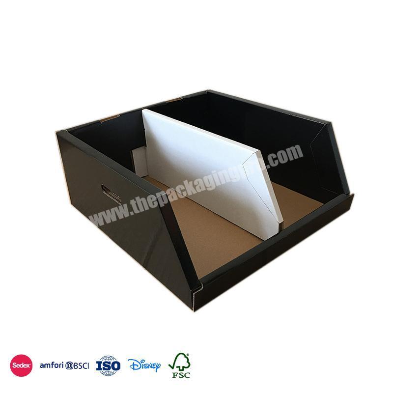 China Best Price Add a compartment in the middle of the black drawer design handkerchief display boxes