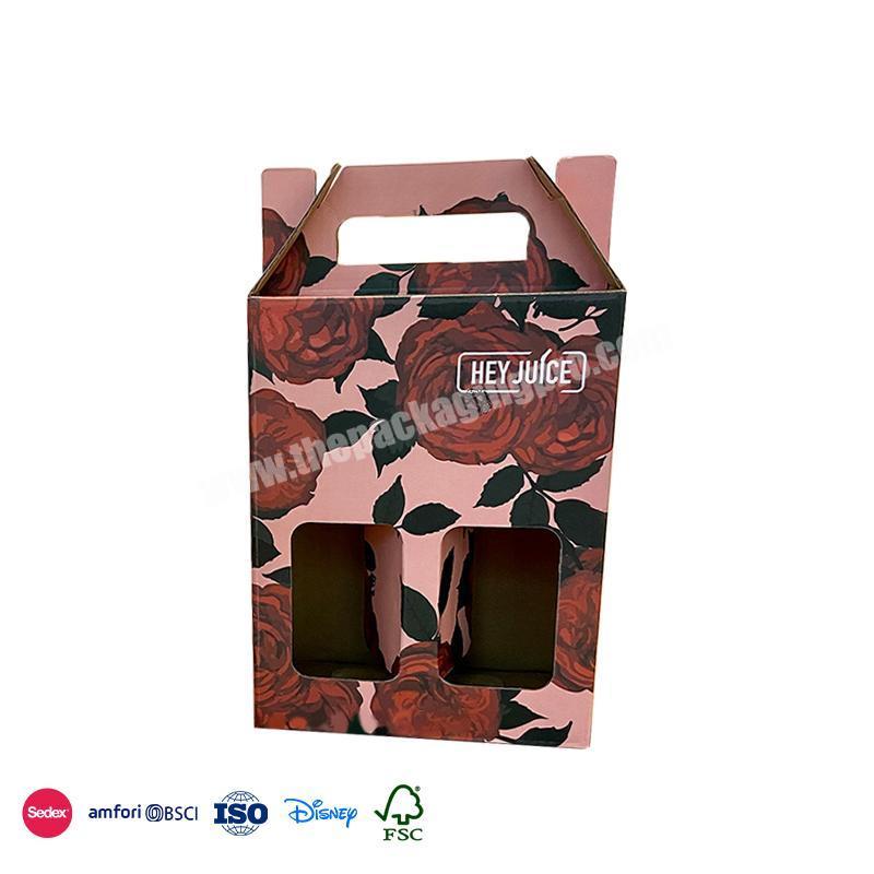 China Big Factory Good Price Double window cutout design with integrated paper carry loop 2 bottle wine box