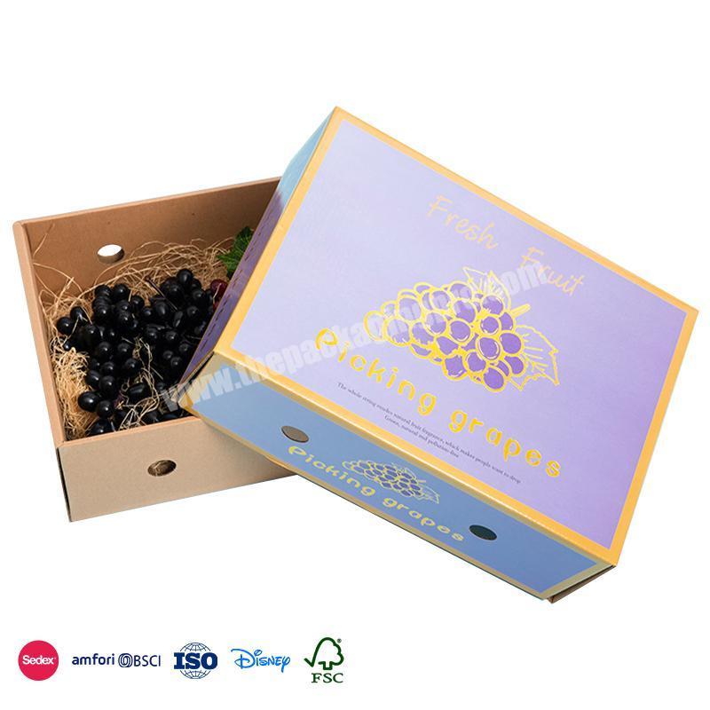 China Big Factory Good Price exquisite Purple with simple logo and vent holes fruit picking box for Grape