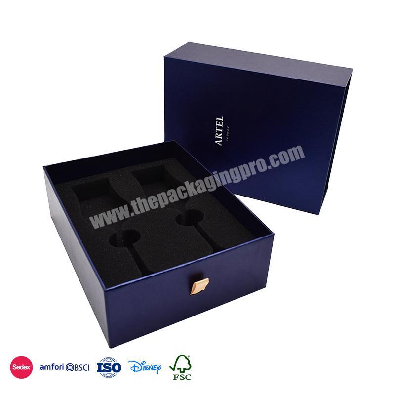 China Factory Seller Navy blue glossy finish with delicate small pull clasp underwear drawer storage box