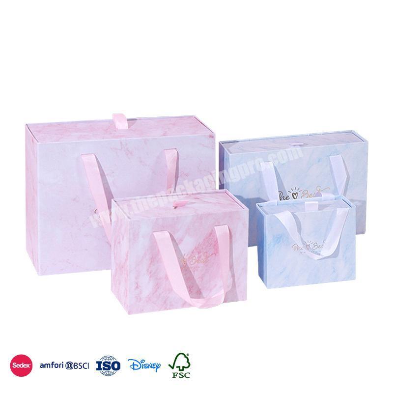 China Factory Seller Pink Blue Drawer Style Tote Bag With Ribbon fashion big capacity cosmetic storage box