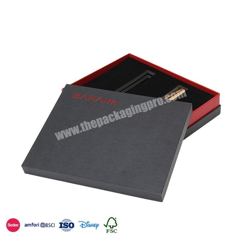 China Wholesale Black thickened base design with red small logo various specifications box cosmetic packaging