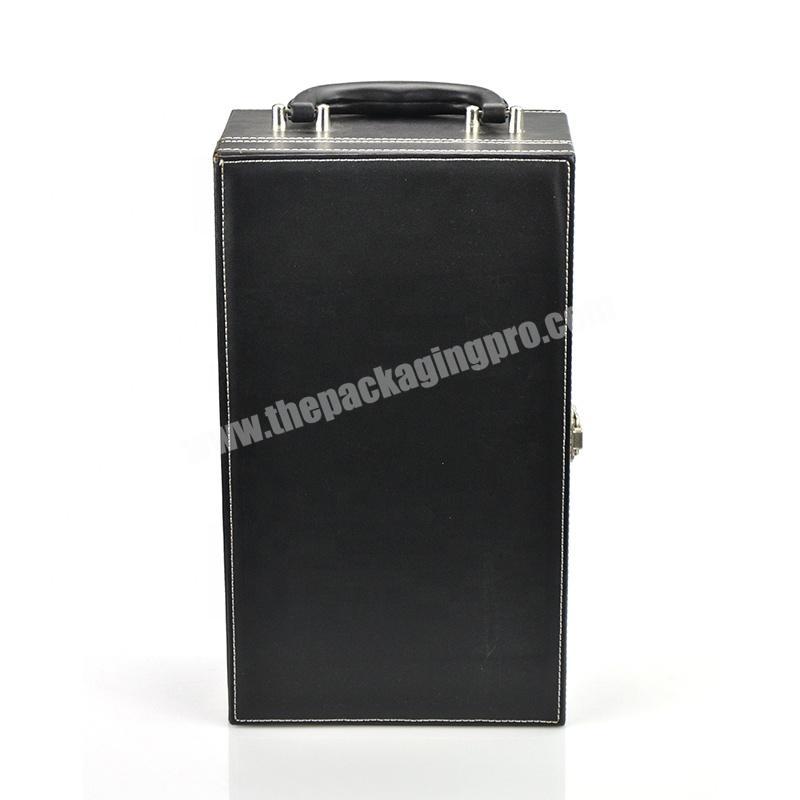 China factory manufacturing production customized Imitation leather portable elicate double branch wine gift box