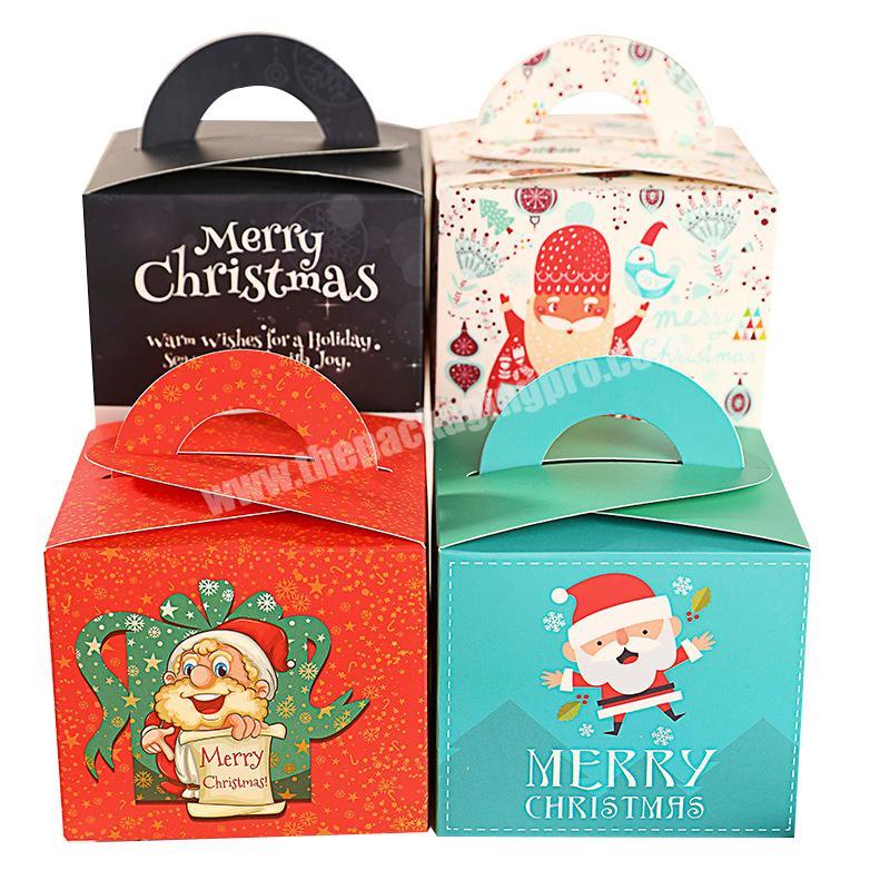 Christmas Apple Box Gingerbread House Food Gift Box Folding Ivory Paper Box With Handle PVC Window