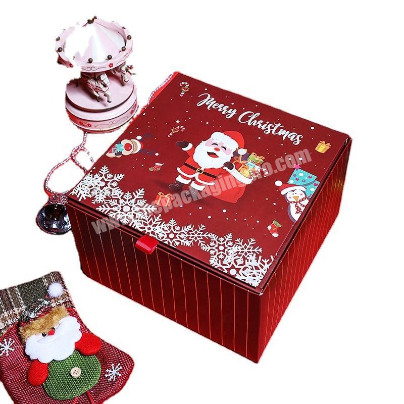 Christmas Gift Custom Logo Decorative Kids Baby Luxury Clothing Packaging Box With Ribbon Top and Bottom Rigid Gift Box