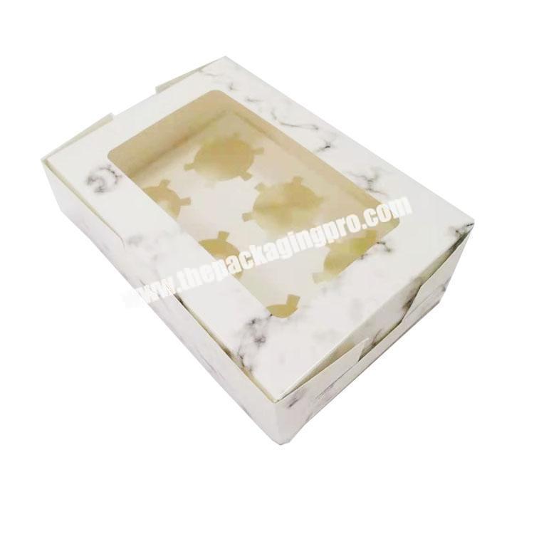 Factory Customized Logo  Printing 400 gsm white card Paper Handle Clear Window Cake Box cup cake boxes