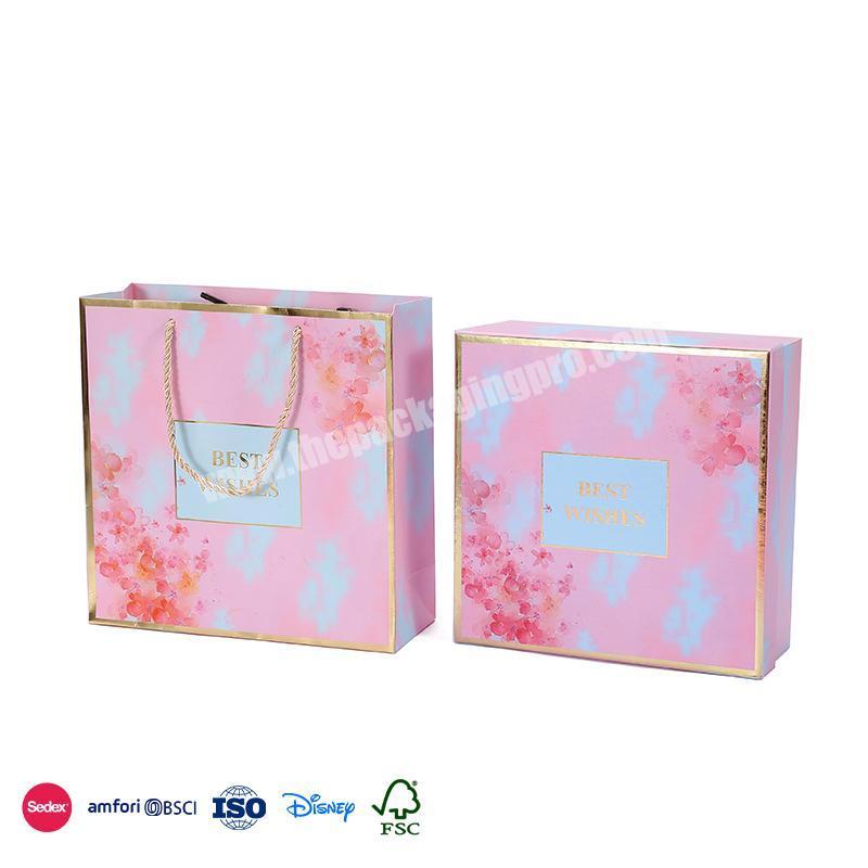 Comfortable New Design Small pink floral embellishment with gold trim strap tote bag valentines candy boxes