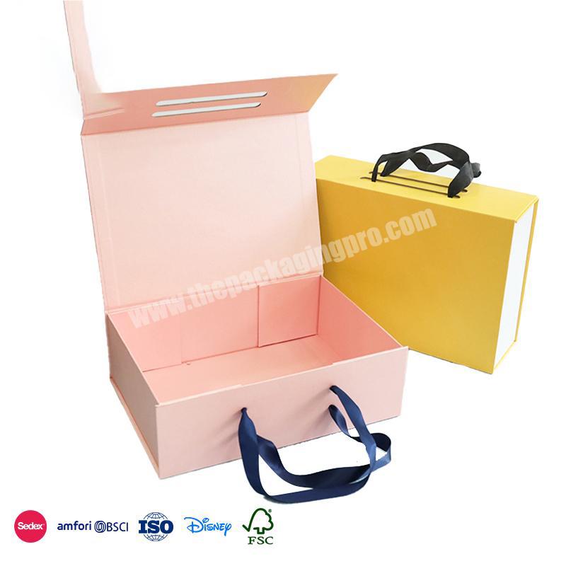 Comfortable New Design Solid Color with Jump Color Double Ribbon stocking folding paper cardboard boxes
