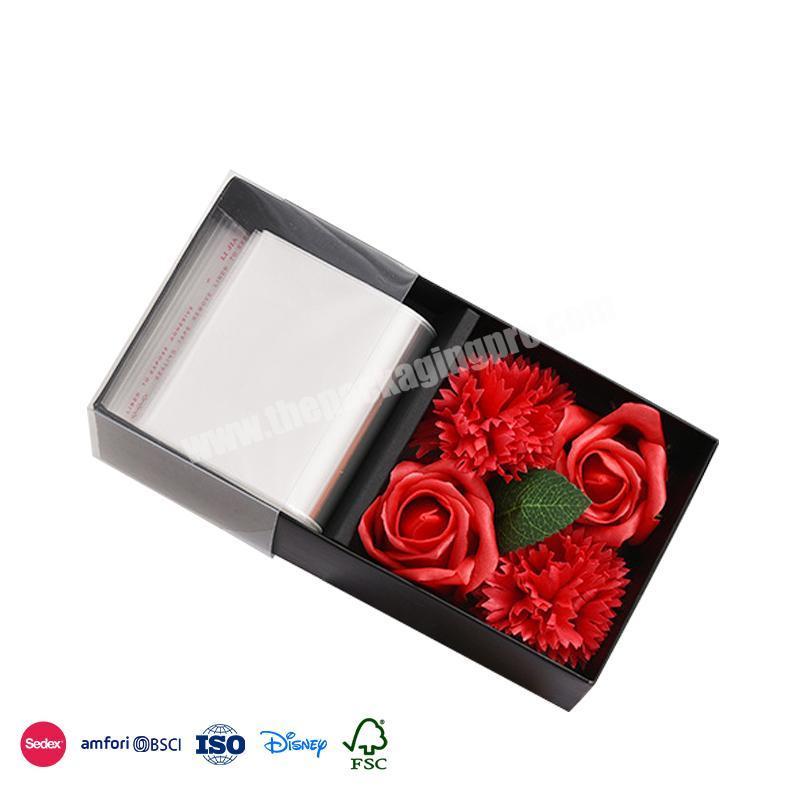 Competitive Price Black Transparent Display Box Simple Luxury Design artificial wedding flowers combo box set