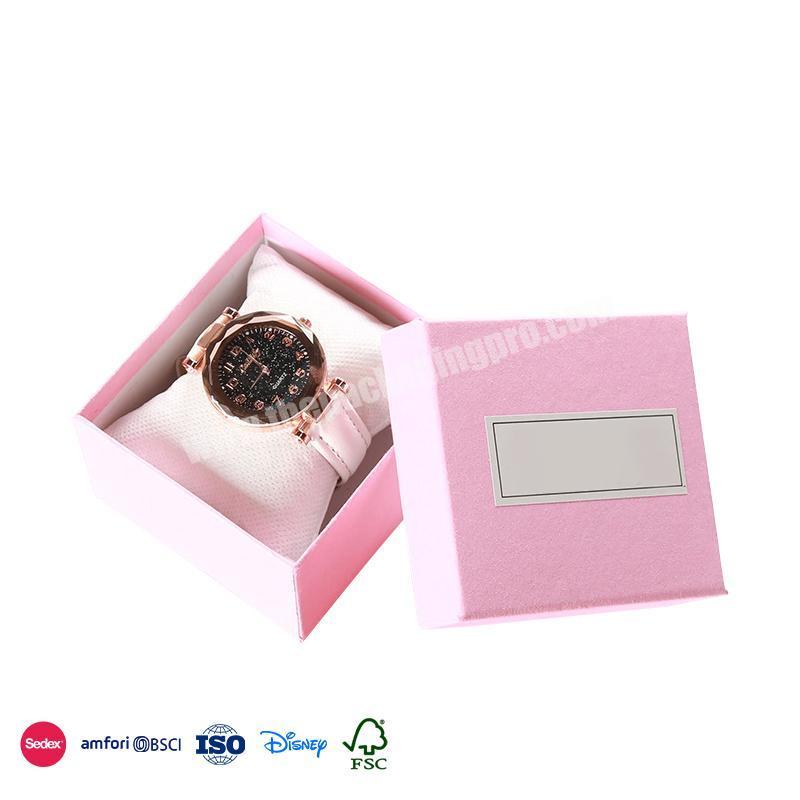 Competitive Price Colorful Customized Pink square minimalist design with small icons box packing for watch