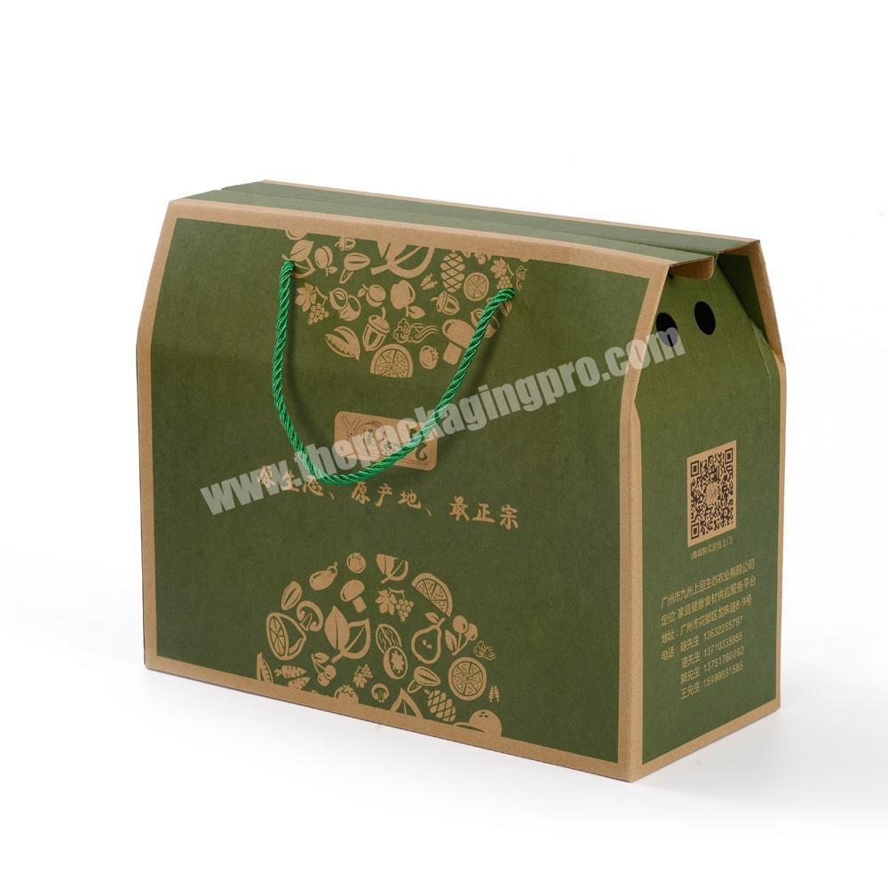 Corrugated Carton Foldable Cardboard Food Paper Packaging Kraft Gift Box with Rope Handle