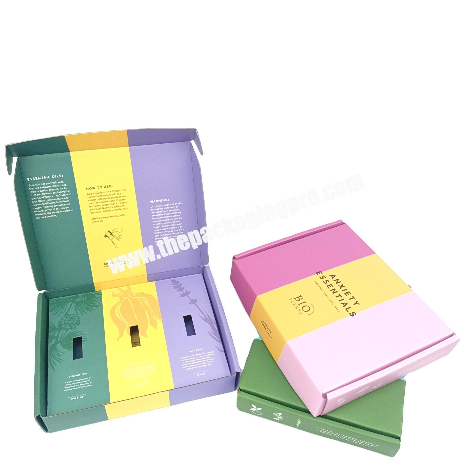 new arrival customized essential oil packaging corrugated paper box with insert